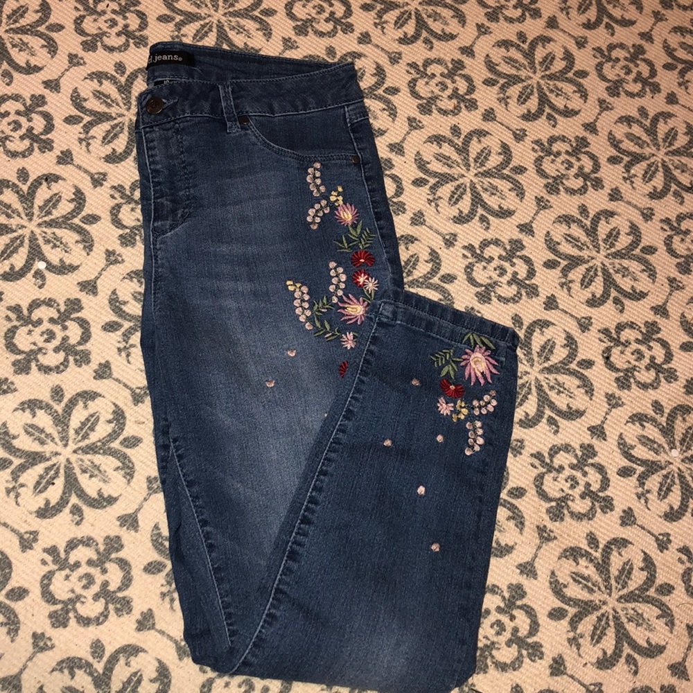 Embroidered jeans 10 skinny (D0118)